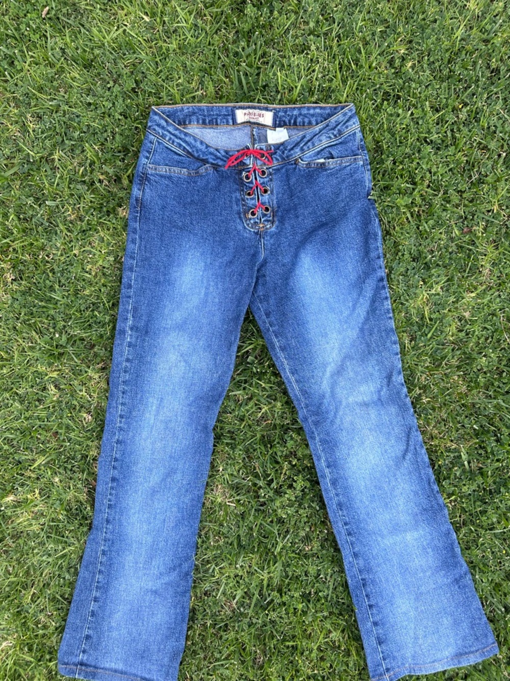 ✨Vintage blue denim lace up jeans